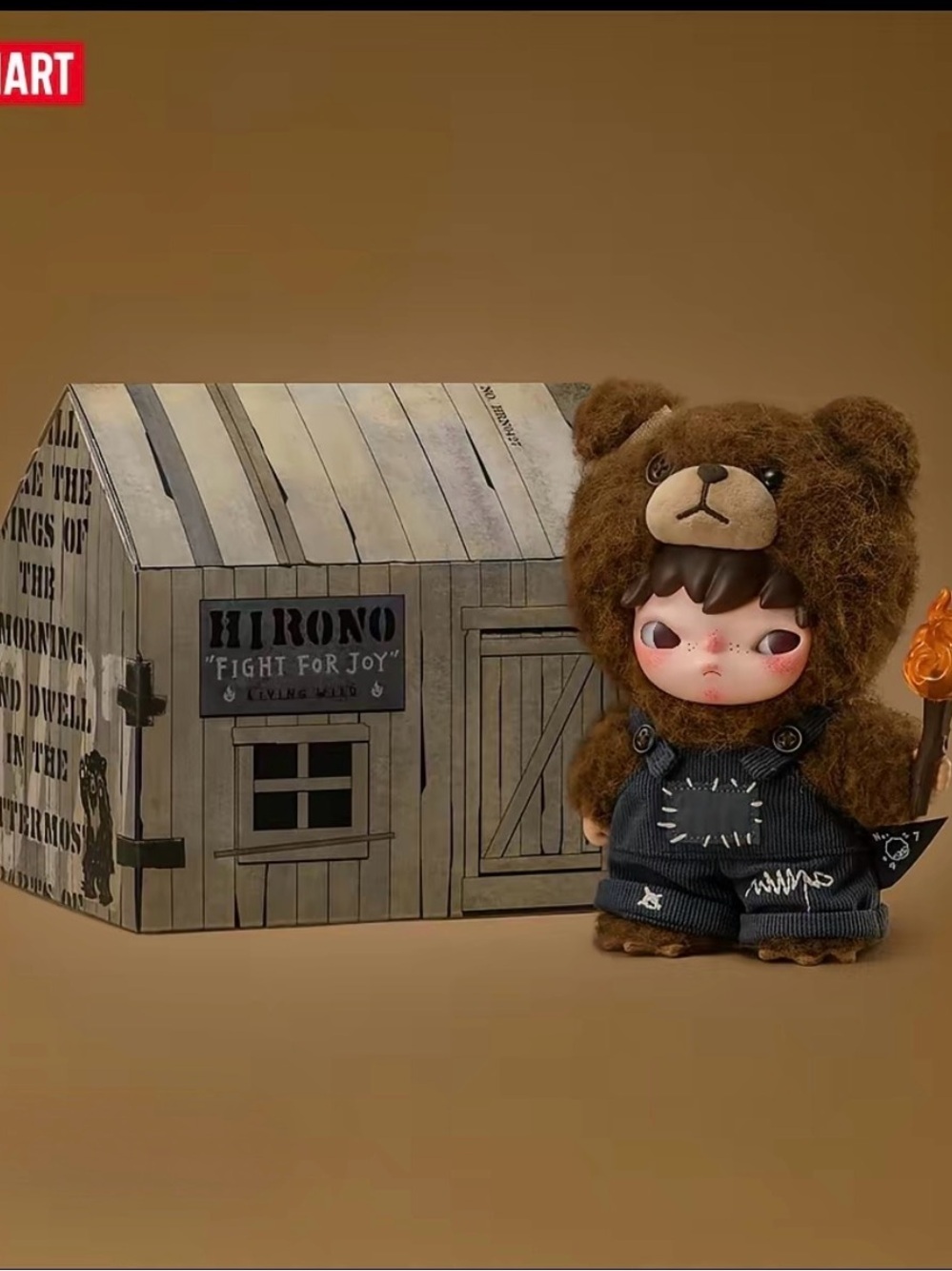 POP MART• Hirono • Living Wild “ Fight For Joy” Bear Plush Pendant! Sealed.